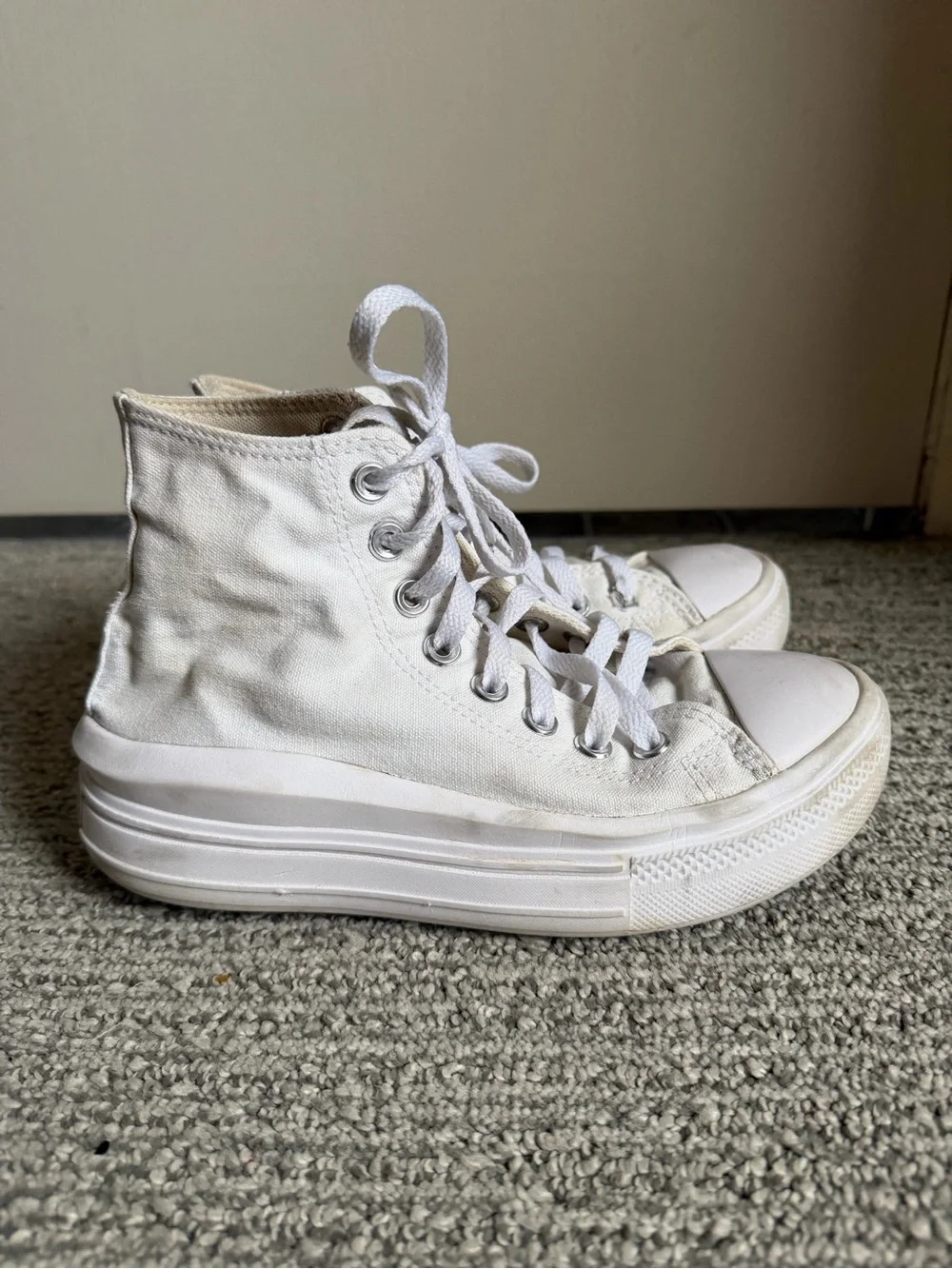 Converse Women's White High-Top Platform Sneakers - Picture 2 of 6